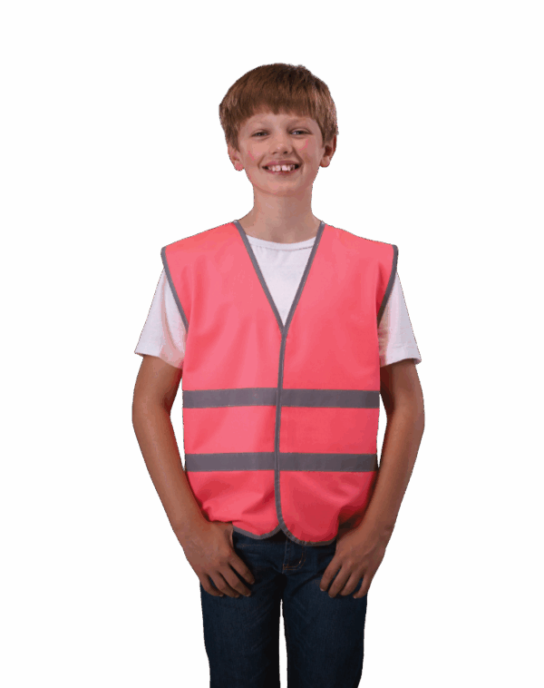 YHVW102CH YOKO -  Gilet enfant avec bordures et bandes réfléchissantes personnalisable